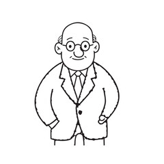 Old woman with formal suit black and white vector illustration for classic elegant portrait artwork