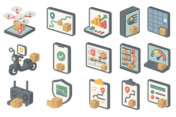 Delivery, shipping 3d icon set. logistics, transportation, package icons collection