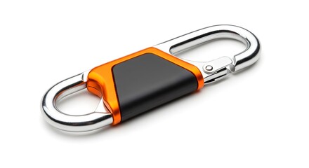 Modern Double Carabiner Keychain Clip with Orange and Black Accents