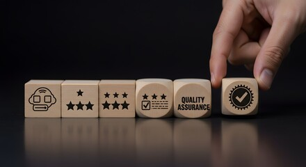Quality Assurance and Customer Satisfaction Concept with Wooden Blocks
