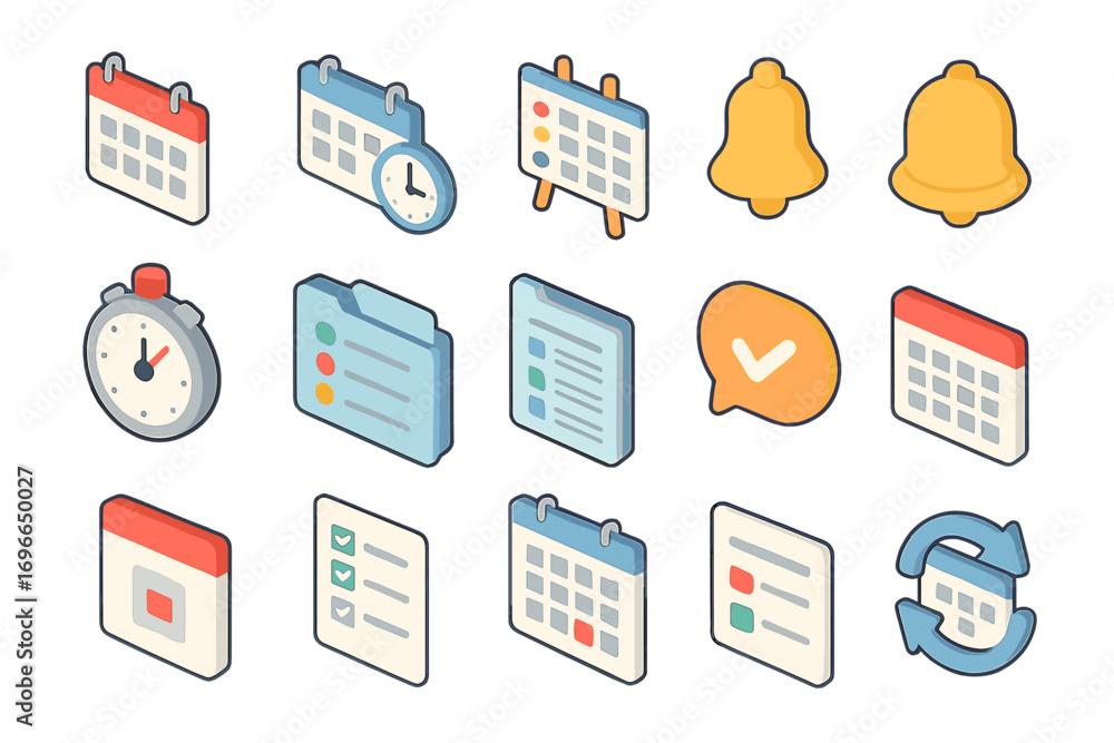 Poster calendar and reminder 3d icon set for planning and scheduling tasks