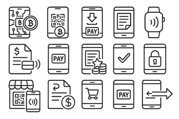 Finance, cryptocurrency line icon set. payment, transaction, security linear icons