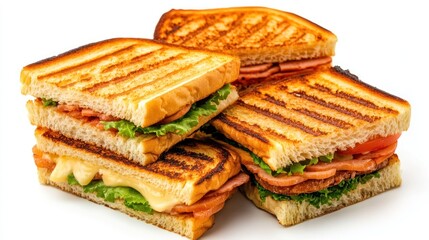 Grilled ham and cheese sandwiches with toasted bread