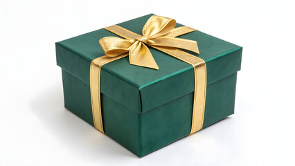 Elegant Green Gift Box with Golden Ribbon | Luxury Present Packaging for Holidays, Birthdays, and Celebrations