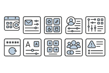Business, office outline icon set. productivity, management icons outline collection