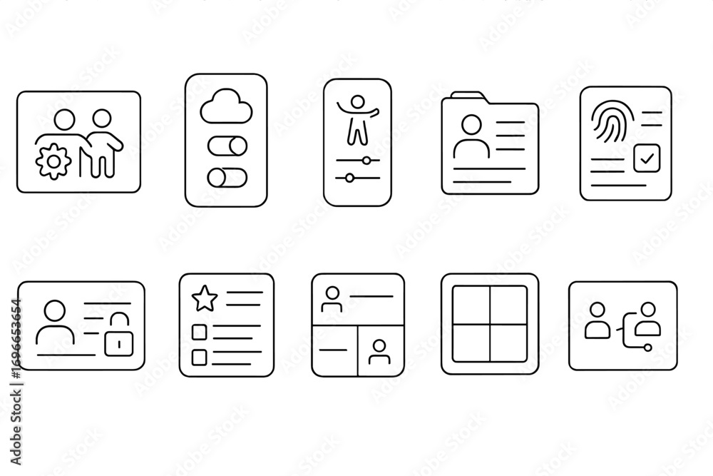 Poster user interface line icon set. flat style icons for ui, ux, web, and app design projects