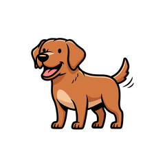 Cartoon illustration of a happy brown dog with wagging tail.