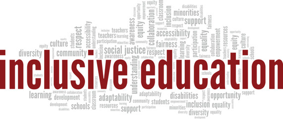 Inclusive Education word cloud conceptual design isolated on white background.
