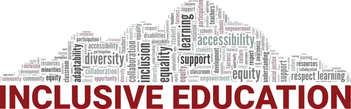 Inclusive Education word cloud conceptual design isolated on white background.