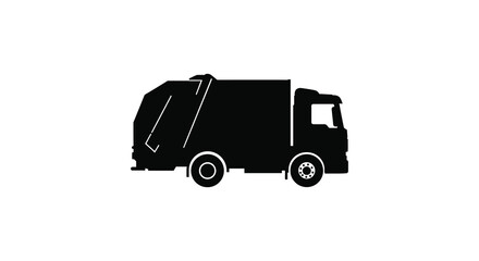 a simple black silhouette of a garbage truck