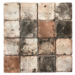 Naklejka premium A tiled floor with a mix of beige, brown, and black tiles.