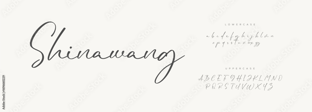 Poster shinawang script handwritten typeface. lettering signature font isolated on background. brush style 