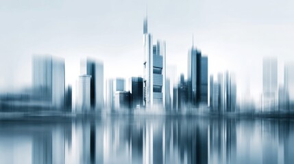 Obraz premium Cityscape Reflection: Modern Metropolis at Dawn