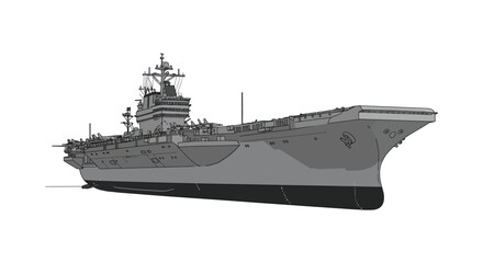 naval vessel depicted in grayscale detailed illustration