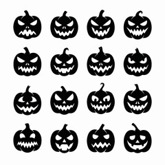 Obraz premium Halloween Jack-o-Lantern Silhouettes Vector Collection
