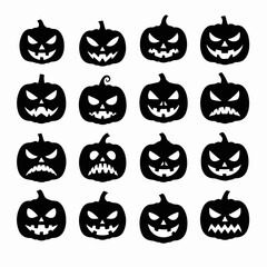 Obraz premium Halloween Pumpkins Jack O Lanterns Spooky Faces Collection