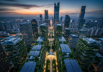 Obraz premium Modern Urban Architecture at Sunset