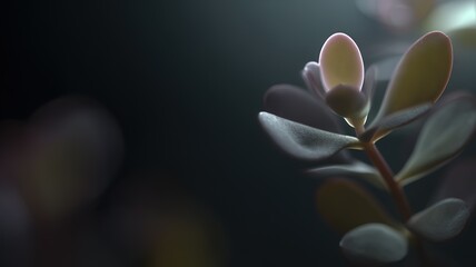 Obraz premium Glowing succulent laboratory concept photography, multicolored bioluminescent leaves in dark environment