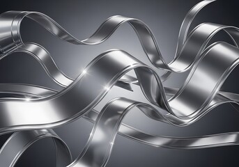 Fluid metallic ribbons abstract background with dynamic motion effects