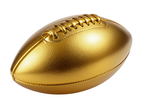 Glossy golden American football transparent background