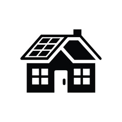 Sustainable House with Solar Panels Icon