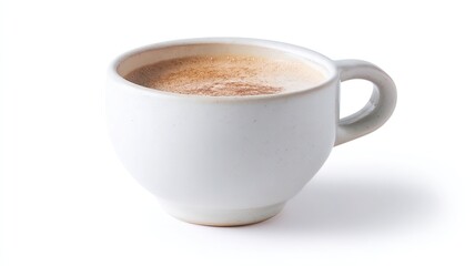 Obraz premium Steaming hot latte cup mockup isolated on white background with perfect shadow, ready for branding