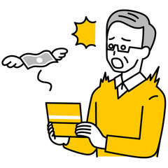 預金残高が減ってショックを受ける年配の男性