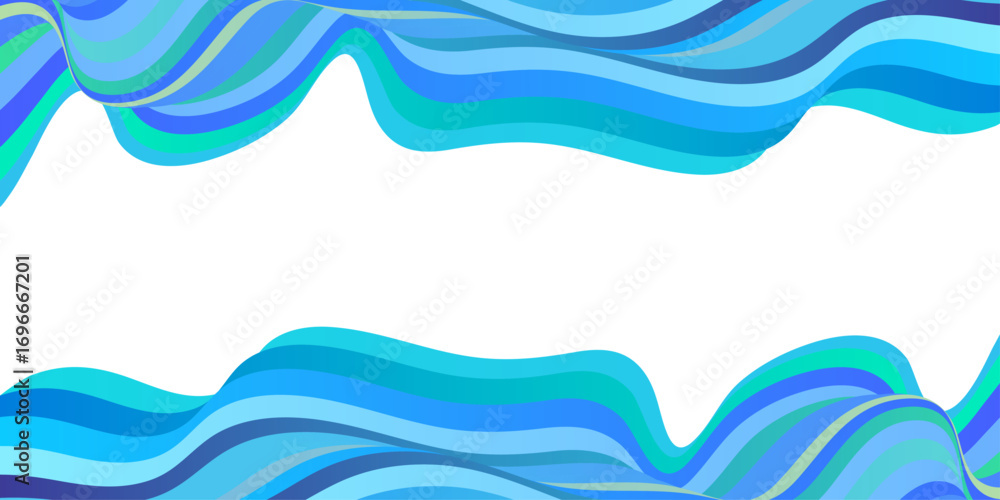 Poster mesmerizing blue abstract borders with billowing swirling liquid shape abstract lines, wavy curved a