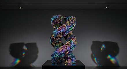 Abstract dna helix with colorful strands and modern lighting