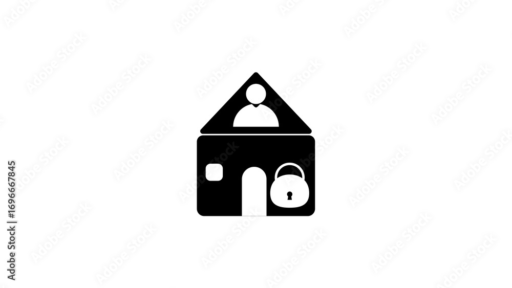 Poster conceptual illustration of personal data security and privacy with a locked door and user icon