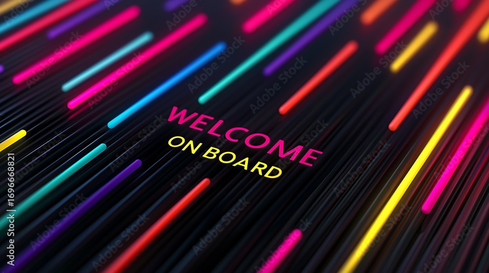 Poster a vibrant, modern design featuring colorful lines and the phrase 