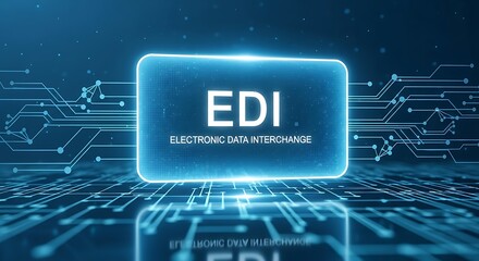 Electronic data interchange edi glowing blue text on digital background