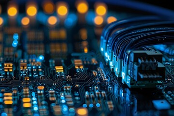 close up of computer circuit board