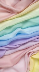 Pastel Rainbow Fabric Folds Background, Soft Colors and Smooth Texture
