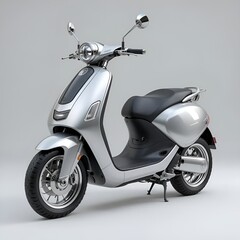 Sleek Silver Scooter in Studio Shot
