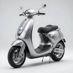 Sleek Silver Scooter in Studio Shot