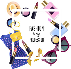 vector illustration of a set of fashion items