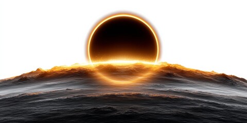 Fototapeta premium 3D Illustration of a Glowing Eclipse in the Sky with Radiant Light and Dark Sphere