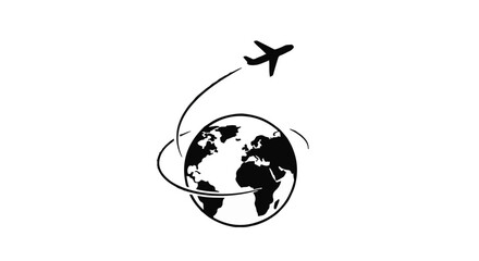 Airplane circling the globe, symbolizing global travel and adventure
