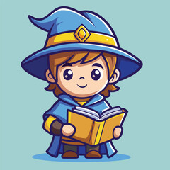 design logo vector icon illustration cartoon mascot character wizard