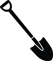 Black silhouette vector illustration of a garden shovel tool scalable for any project