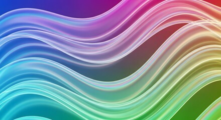 Fototapeta premium Abstract holographic waves in gradient colors creating futuristic fluid background with smooth glowing reflections