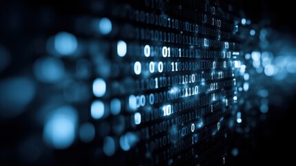 Abstract Binary Code Visualization: Data Stream Background with Futuristic Technology and Digital Information