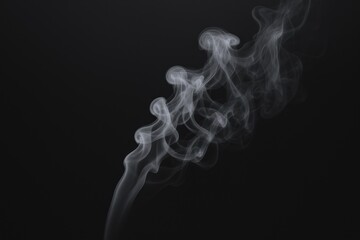 Elegant White Smoke Trails Against Black Backdrop for Compositing and Creative Design Projects