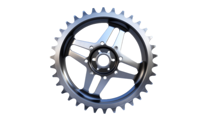 High Resolution Steel Motorbike Sprocket Gear with Sharp Teeth Isolated PNG