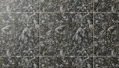 Close-up of Dark Gray Ceramic Floor or Wall Tiles with an Abstract Stone Texture and Light Grout Lines