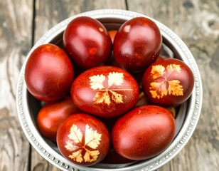 Obraz premium Dyed eggs in bowl