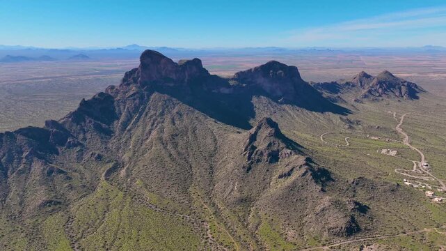 Picacho Peak aerial view in Picacho Peak State Park in Pinal County in Arizona AZ, USA. 