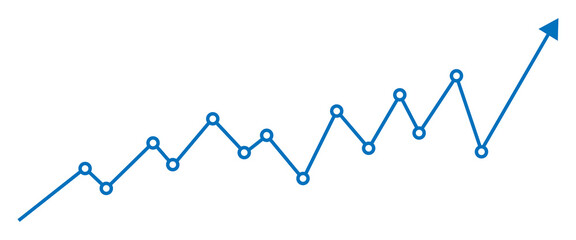 Line graph showing upward trend isolated on transparent background
