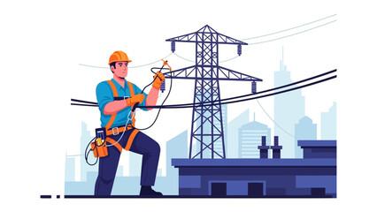 Electrical Engineer on Duty: A skilled electrical engineer meticulously works on power lines with precision and expertise, ensuring the smooth delivery of electricity.